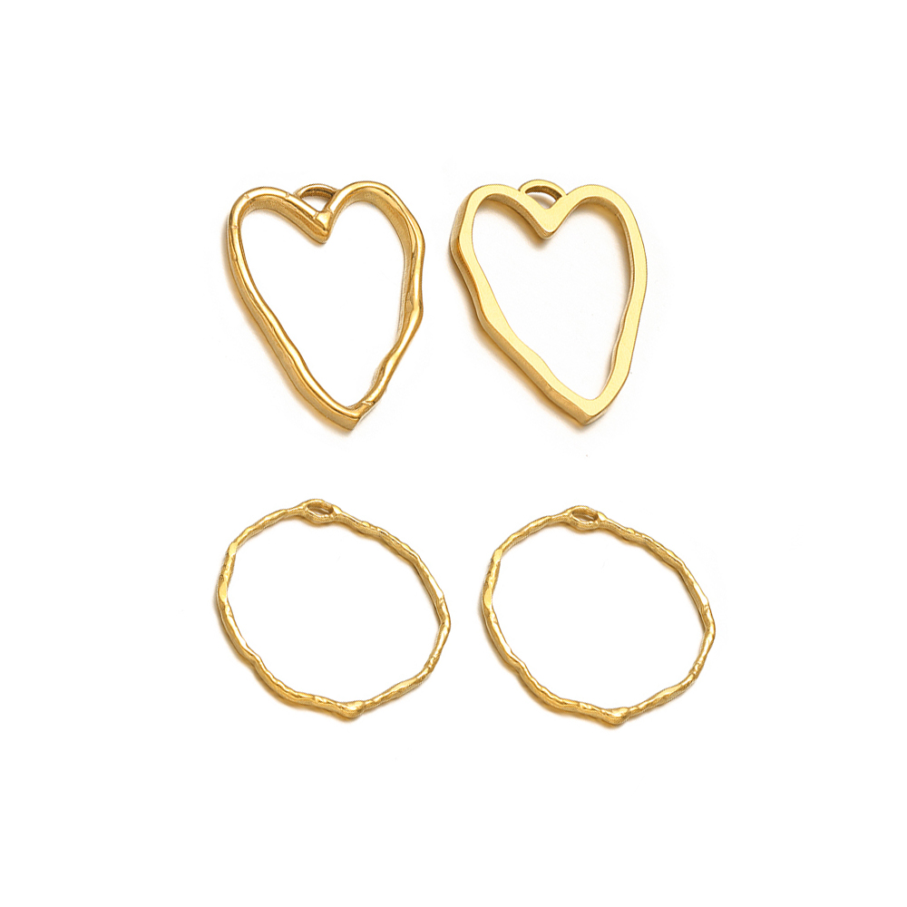Hoop Earrings - 5pcs Heart Round Charms Stainless Steel
