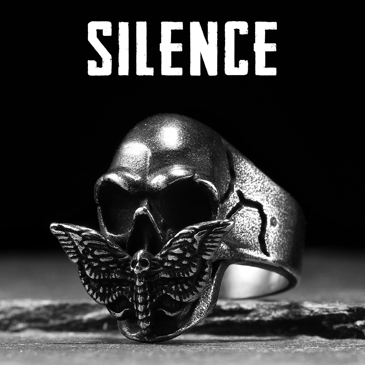 Gothic Skull Ring - Silence Butterfly Skull Men Rings Stainless