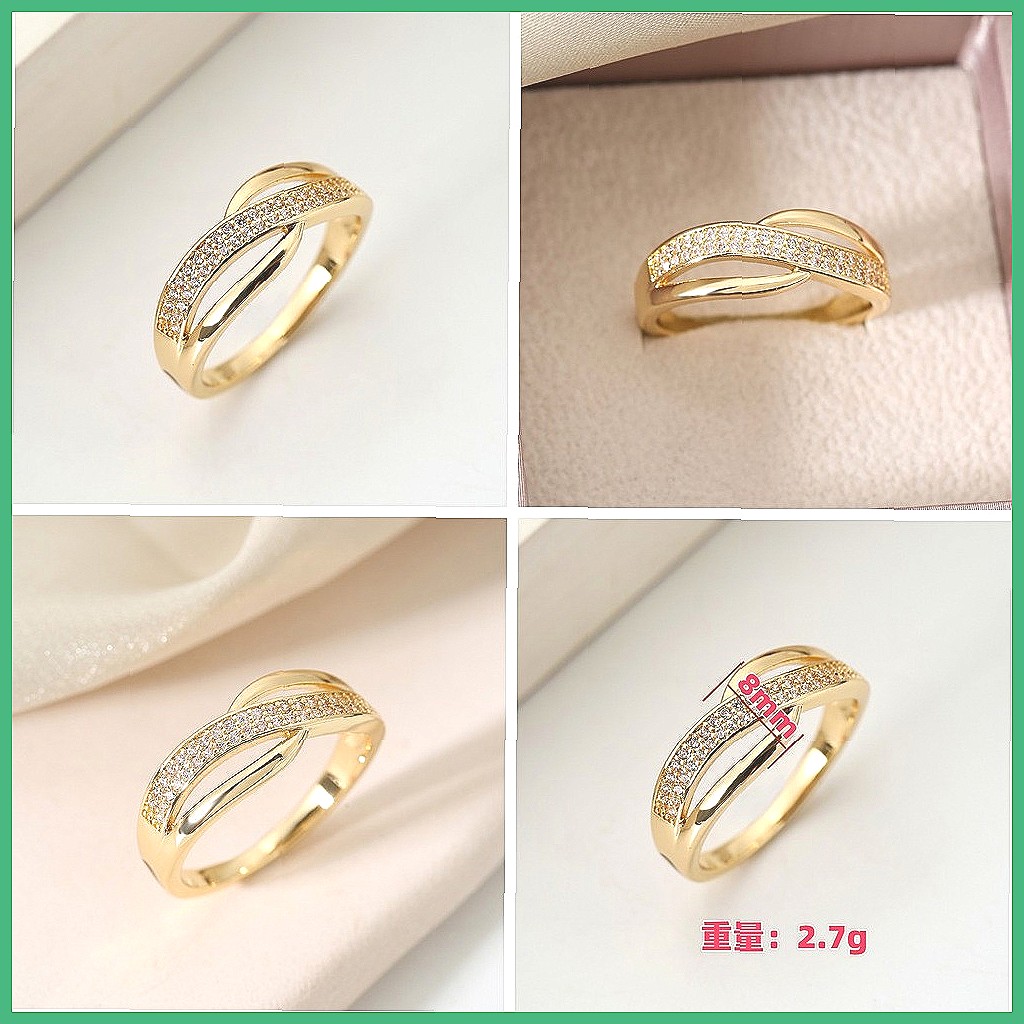 Minimalist Ring Stackable - Cross Finger Ring Set with Full