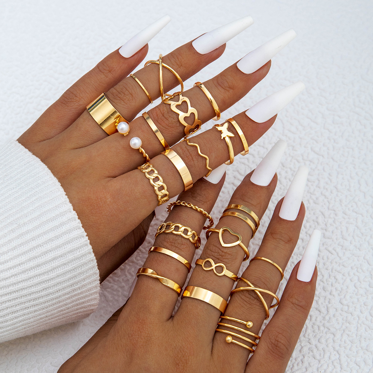 Minimalist Ring Stackable - Butterfly Figure 8 Ring Set 14/23PC