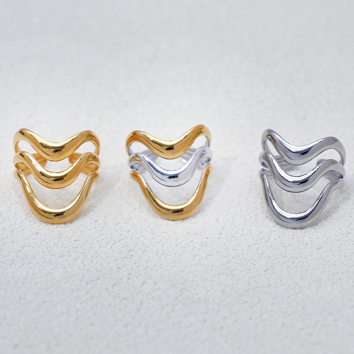 Minimalist Linear Two Tone Geo - Minimalist Ring Stackable recension och pris