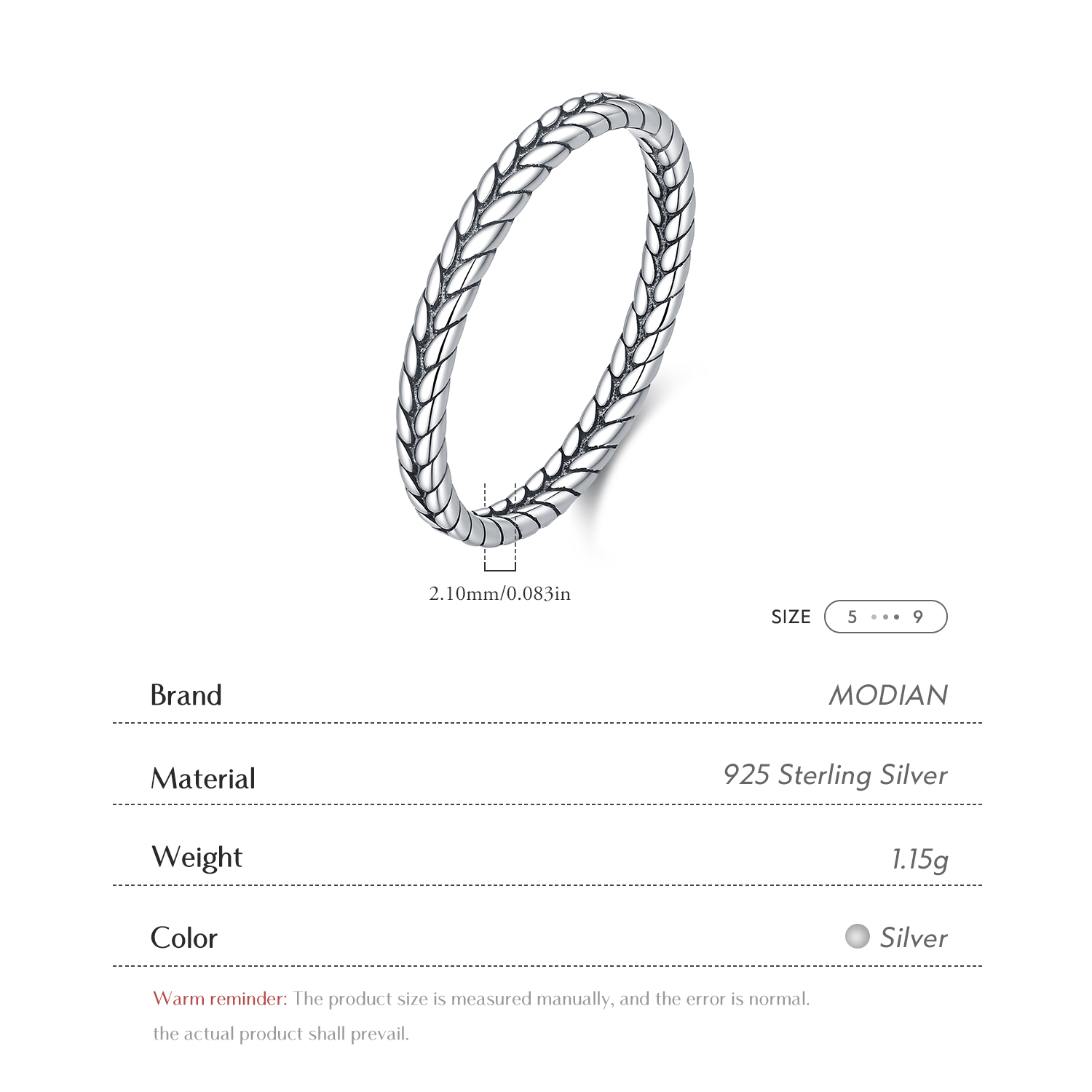 MODIAN 925 Sterling Silver Ret - Minimalist Ring Stackable recension och pris