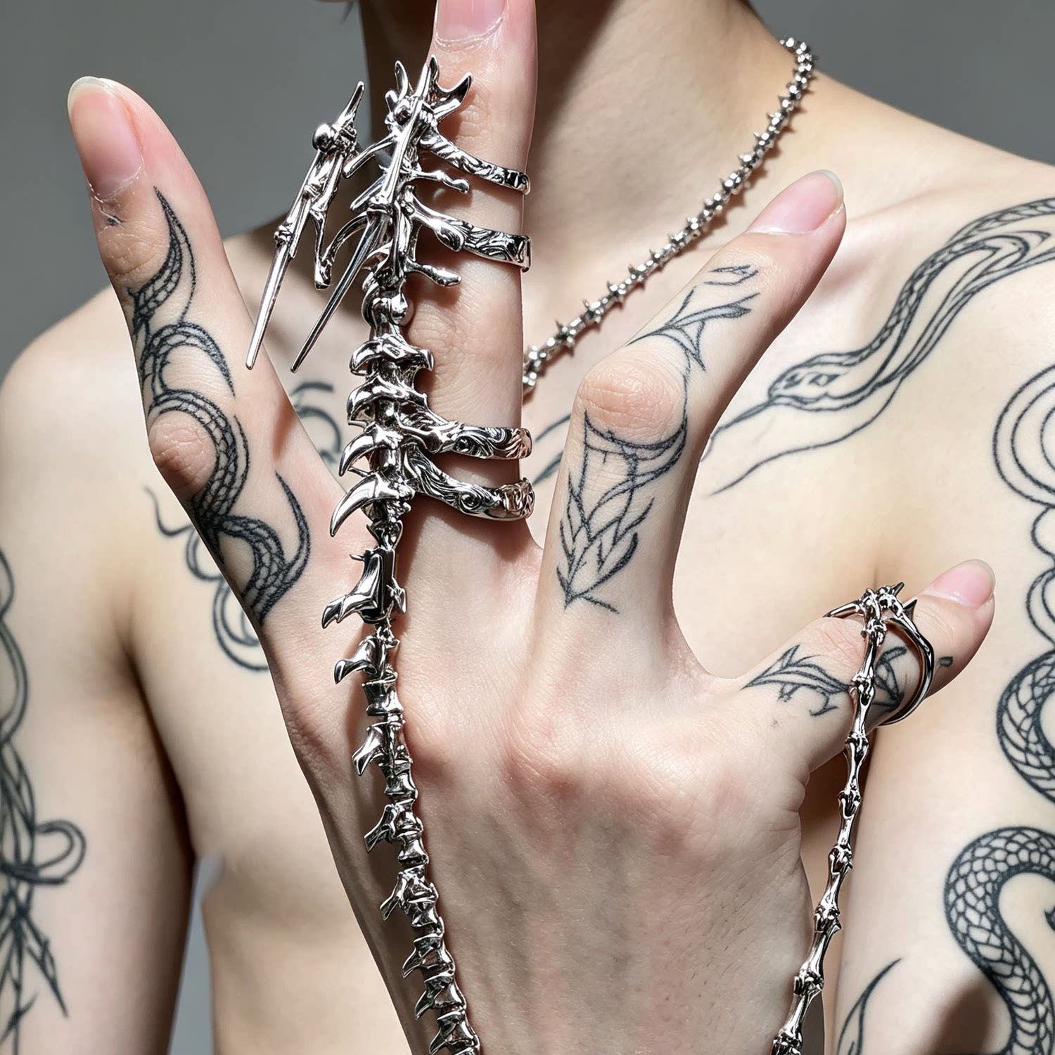 Punk Gothic Skull Bone Hand Ha - Gothic Skull Ring recension och pris