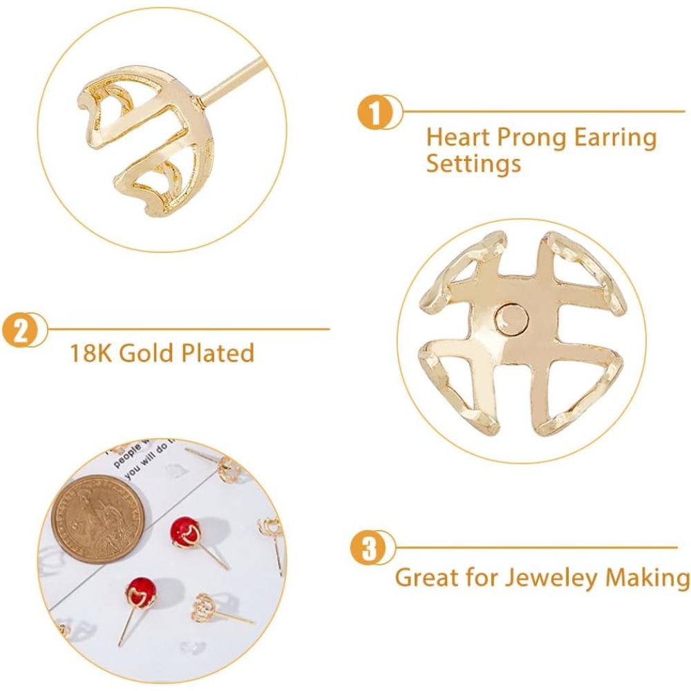 30Pcs Earring Mounting 4-Heart - Pearl Stud Earrings recension och pris