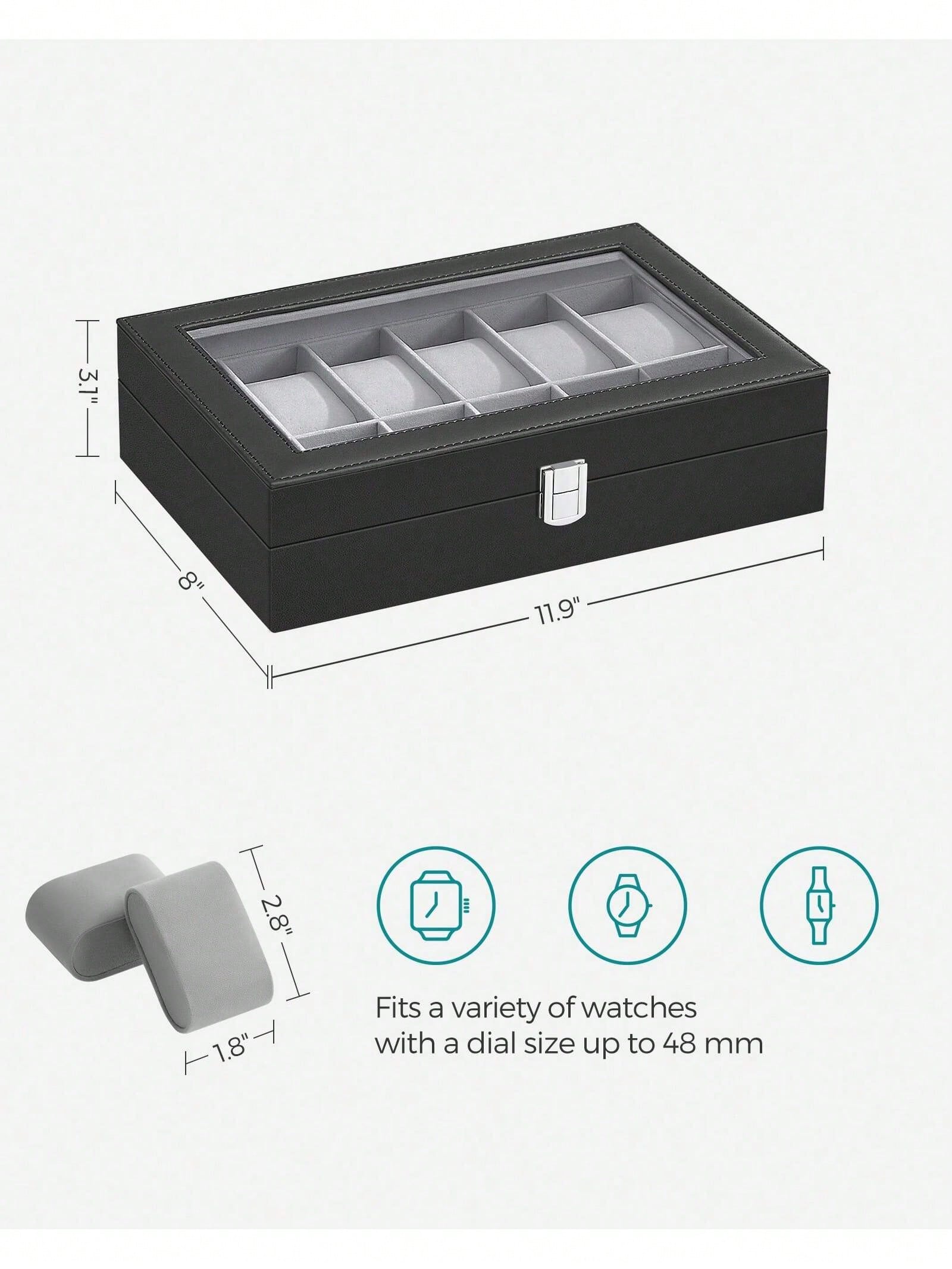 12-Slot Lockable Watch Box wit - Jewelry Box Organizer Watches recension och pris