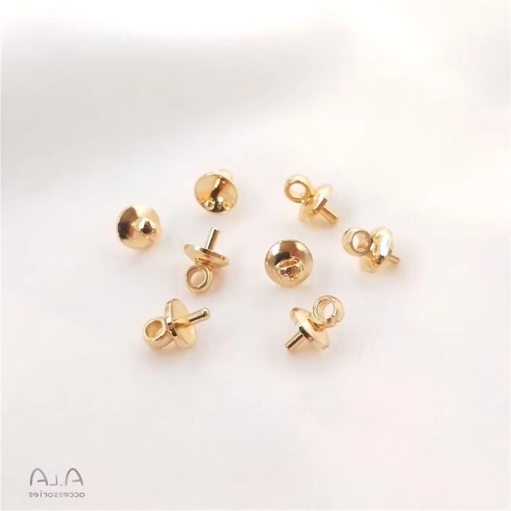 14K Gold Plated Half Hole Bead - Pearl Stud Earrings recension och pris