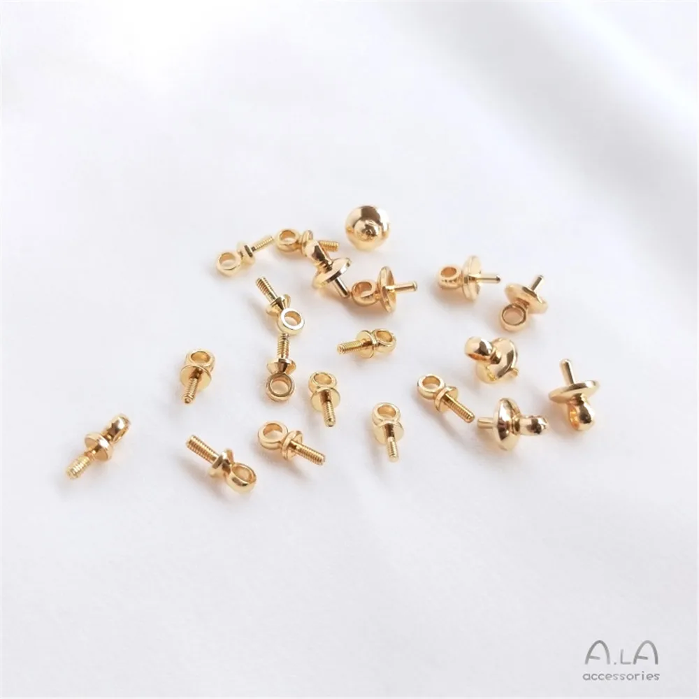 14K Gold Plated Half Hole Bead - Pearl Stud Earrings recension och pris