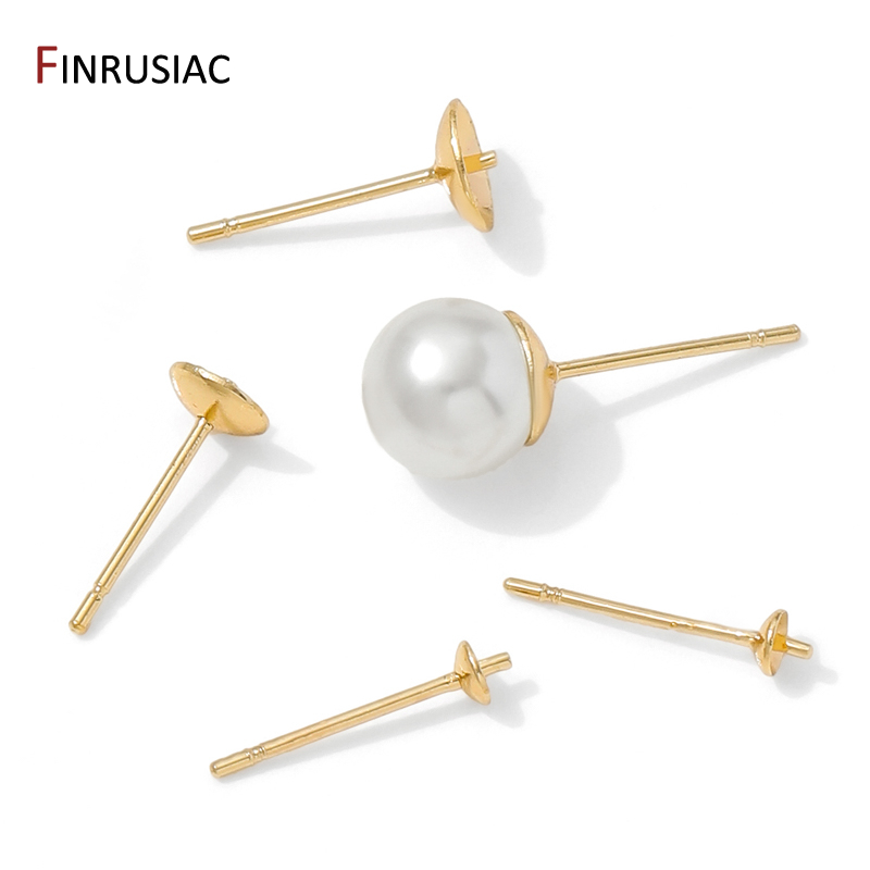 14K Gold Plated Brass Earring  - Pearl Stud Earrings recension och pris