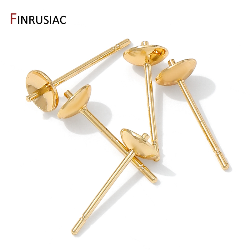 14K Gold Plated Brass Earring  - Pearl Stud Earrings recension och pris
