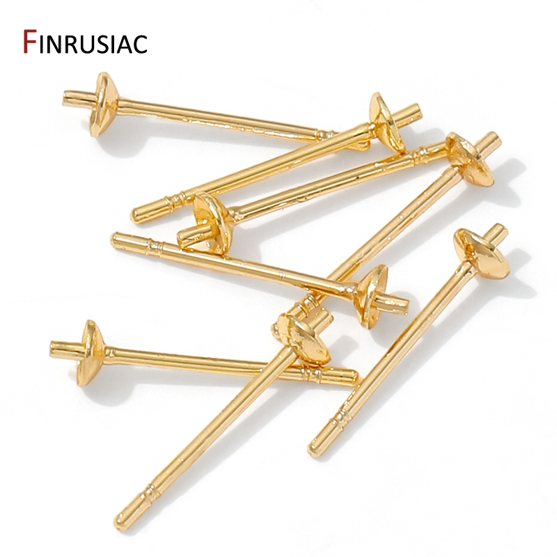 14K Gold Plated Brass Earring  - Pearl Stud Earrings recension och pris