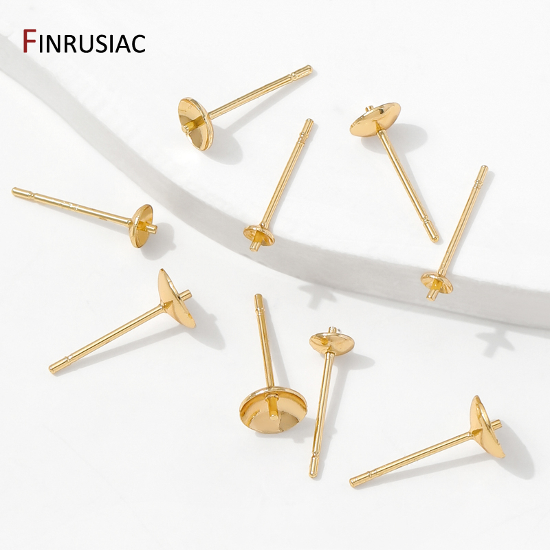 14K Gold Plated Brass Earring  - Pearl Stud Earrings recension och pris