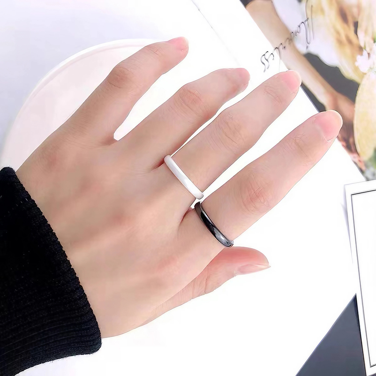 3mm Ceramic Wedding Band for W - Minimalist Ring Stackable recension och pris