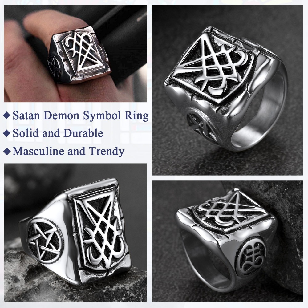 U7 Stainless Steel Satan Rings - Gothic Skull Ring recension och pris
