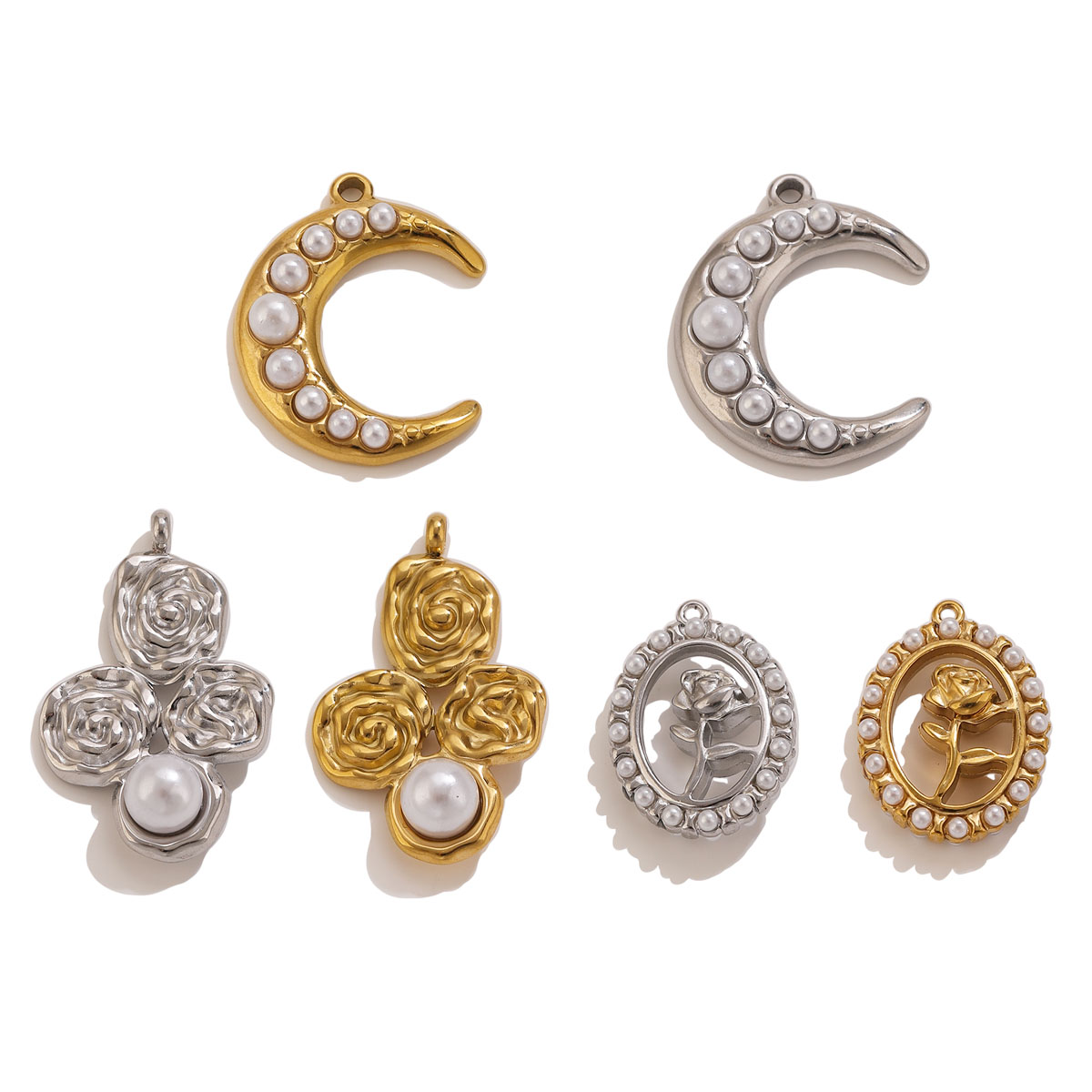 5Pcs Stainless Steel 18K Gold  - Pearl Stud Earrings recension och pris