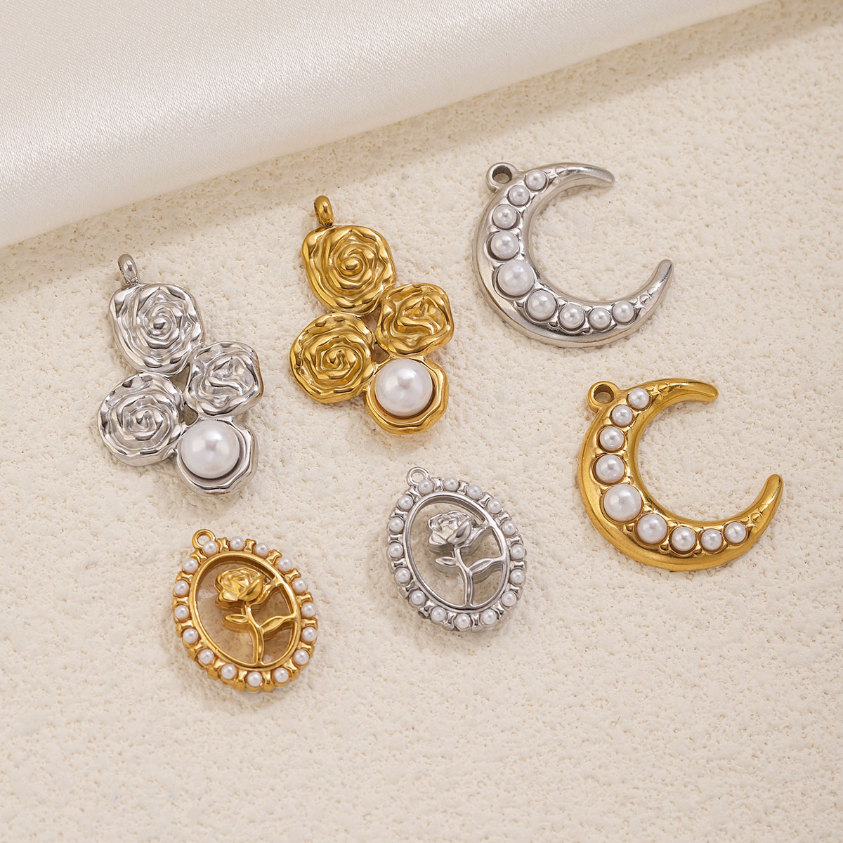 5Pcs Stainless Steel 18K Gold  - Pearl Stud Earrings recension och pris