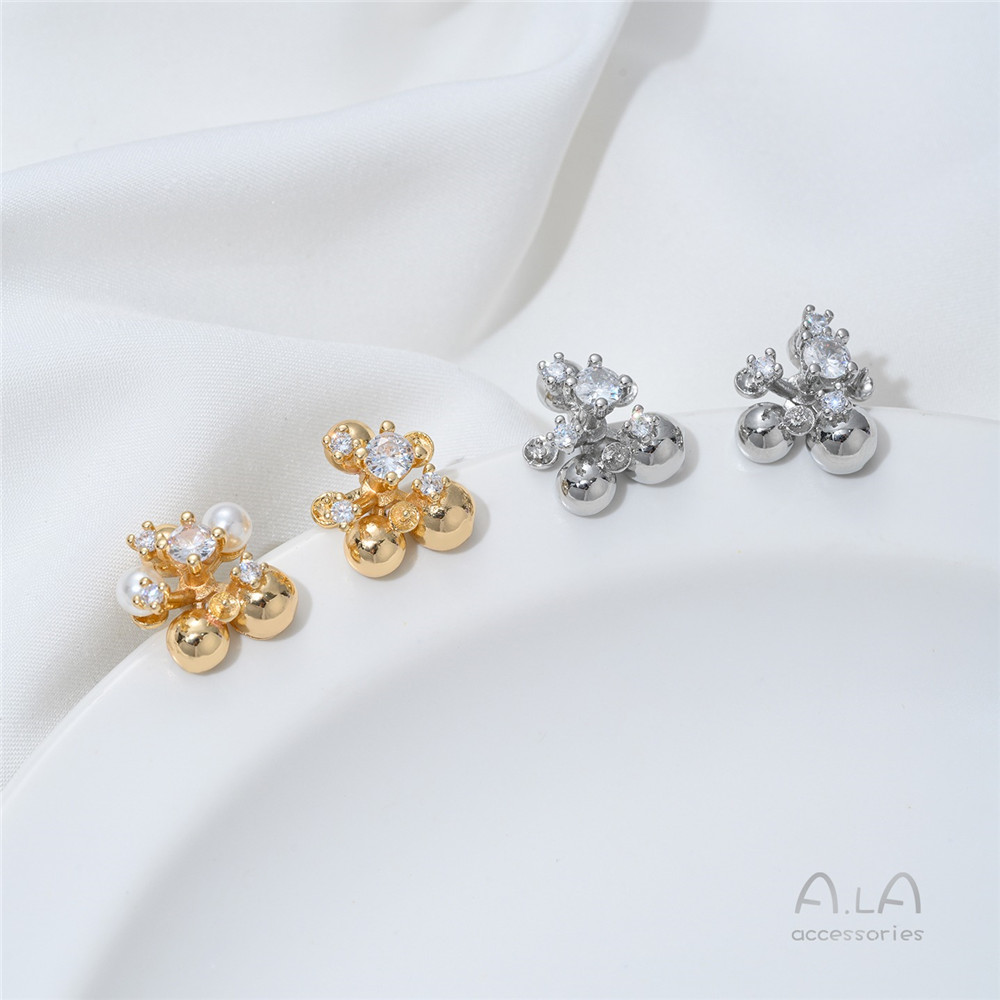 14K Gold-plated, Zirconium-inl - Pearl Stud Earrings recension och pris