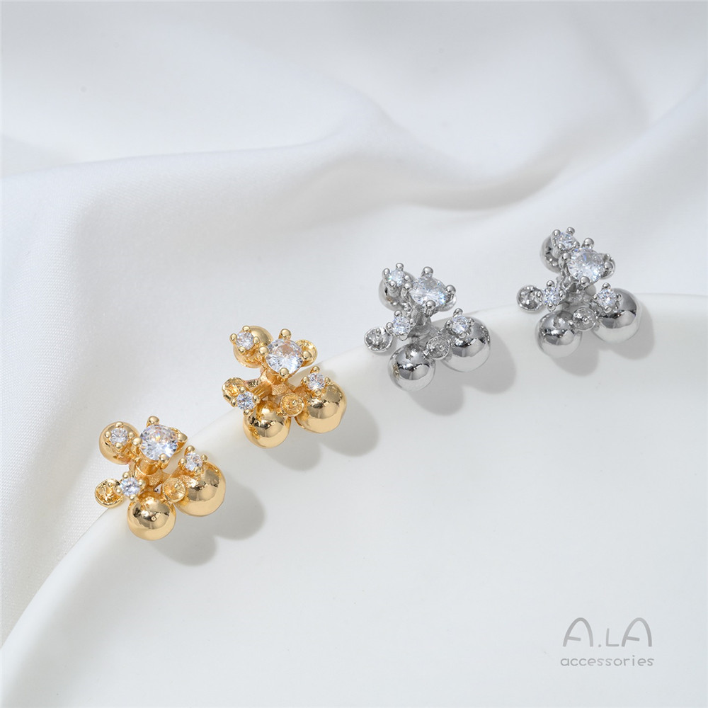 14K Gold-plated, Zirconium-inl - Pearl Stud Earrings recension och pris