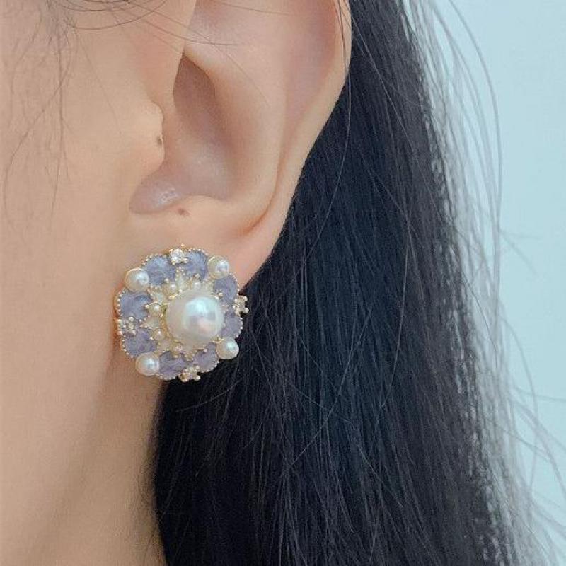 925 Silver Needle Vintage Purp - Pearl Stud Earrings recension och pris