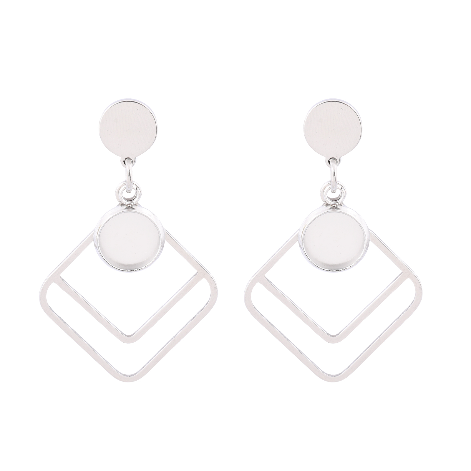 6pcs Stainless Steel Double Sq - Hoop Earrings recension och pris