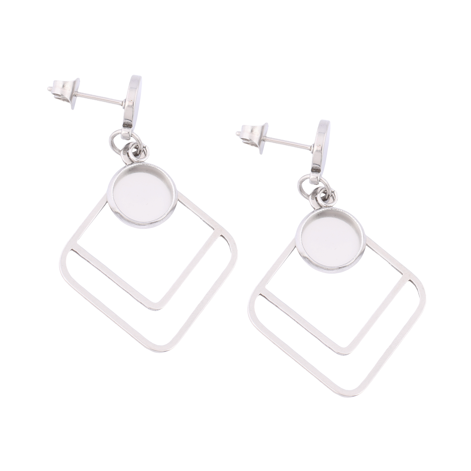 6pcs Stainless Steel Double Sq - Hoop Earrings recension och pris