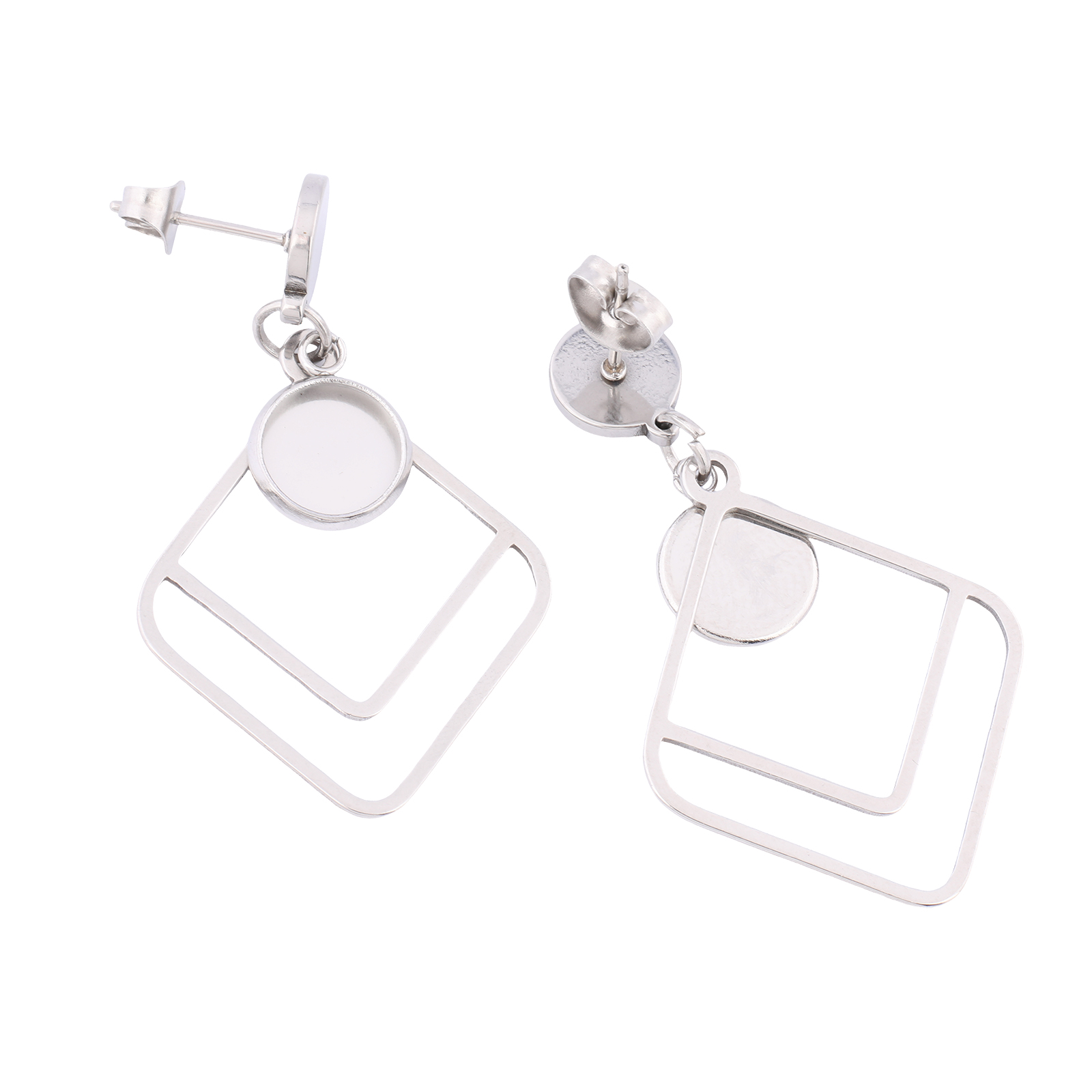 6pcs Stainless Steel Double Sq - Hoop Earrings recension och pris